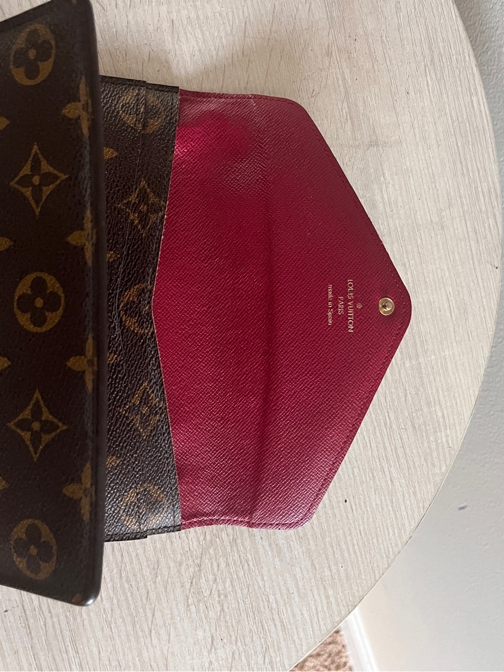 Louis Vuitton Monogram Wallet with Deep Red Interior